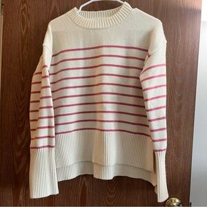 Striped pink and white striped sweater women’s Large